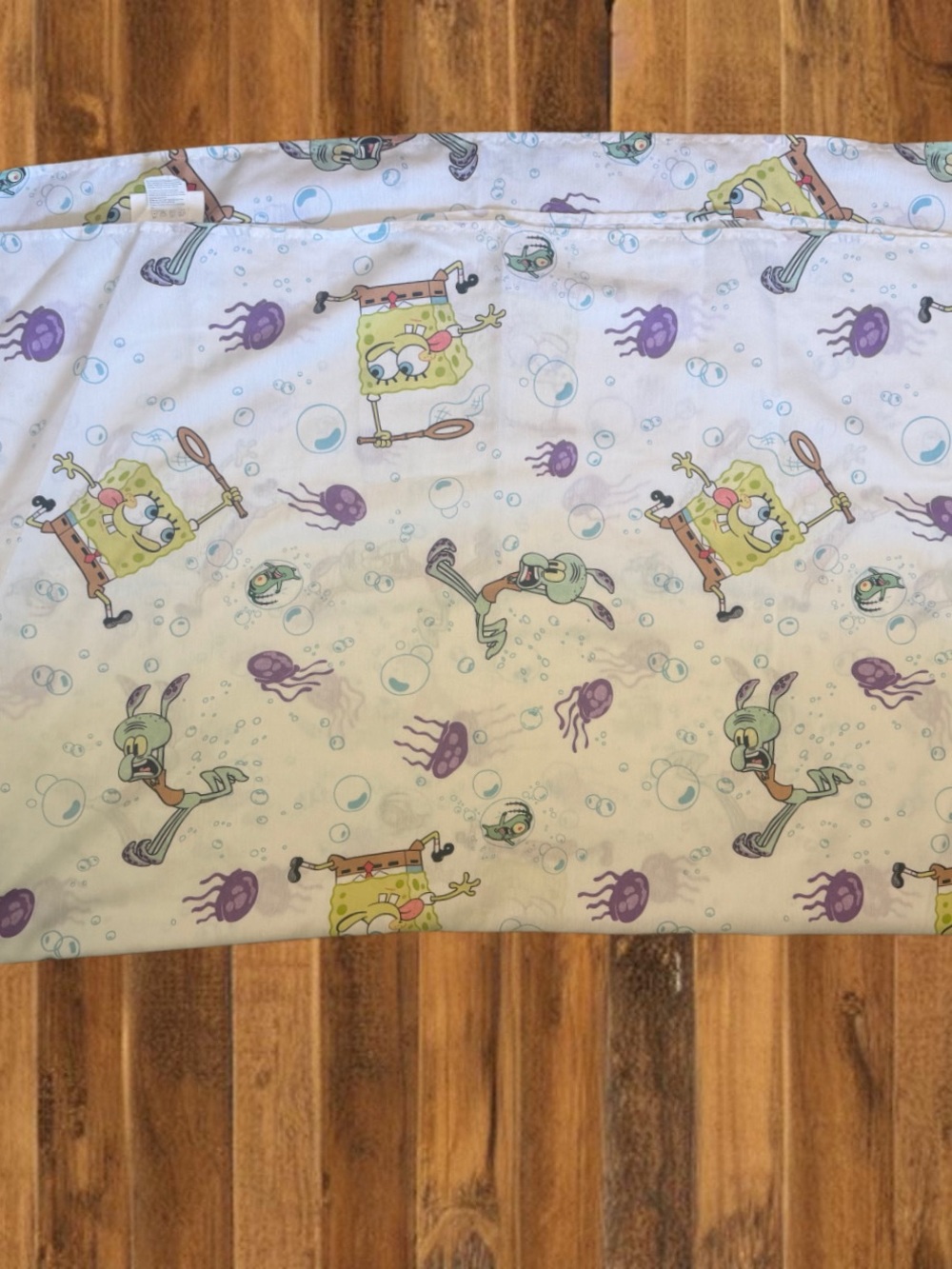 Vintage 2004 SpongeBob SquarePants Twin Flat Sheet Jellyfishing Nickelodeon